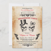 Skull Engagement Party Halloween Gothic Invite Kaart (Voorkant)