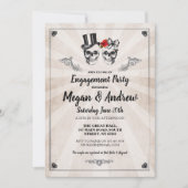 Skull Engagement Party Halloween Wedding Invite Kaart (Voorkant)