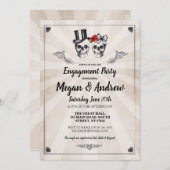 Skull Engagement Party Halloween Wedding Invite Kaart (Voorkant / Achterkant)