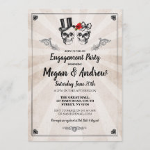 Skull Engagement Party Halloween Wedding Invite