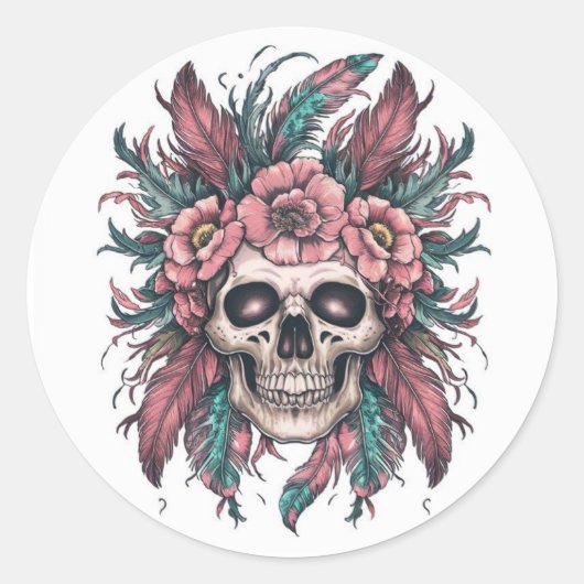 Skull Envelope Sealer Halloween Kunst en Ambacht Ronde Sticker (Voorkant)