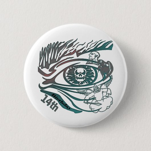 Skull Eye 14th Birthday Gifts Ronde Button 5,7 Cm (Voorkant)