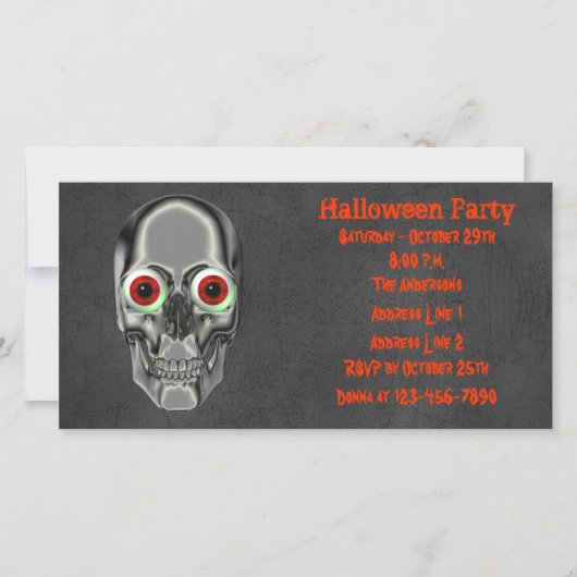 Skull Eyeballen Halloween Party Invite (Voorkant)