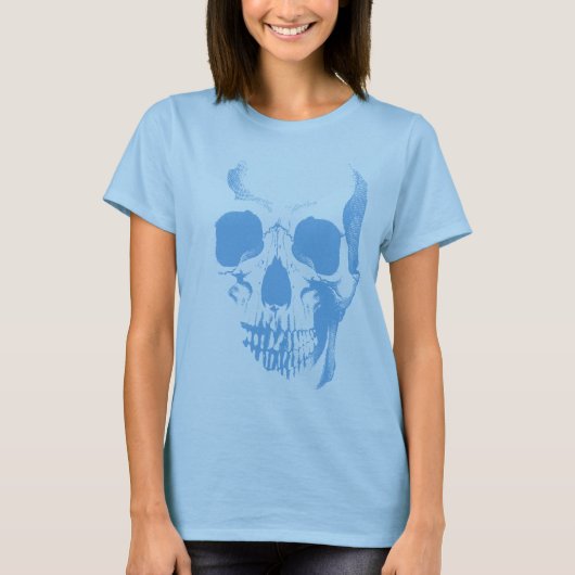 Skull Face Blue T-Shirt (Voorkant)