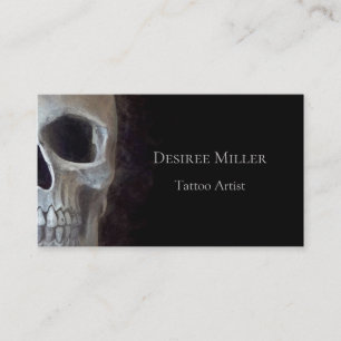 Skull Face Gothic Black Grey Cool Evil Tattoo Shop Visitekaartje