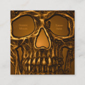 Skull Face Gothic Gold Metallic Tattoo Shop Vierkante Visitekaartje (Voorkant)