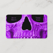 Skull Face Gothic Neon Paars Black Tattoo Shop Contactkaartje (Voorkant)
