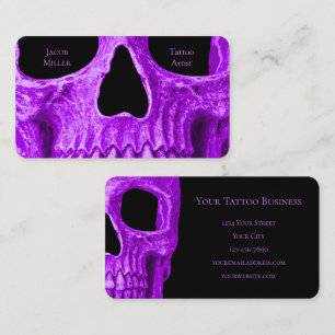 Skull Face Gothic Neon Paars Black Tattoo Shop Contactkaartje