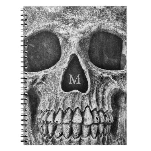 Skull Face Gothic White Cool Macabre Notitieboek (Voorkant)