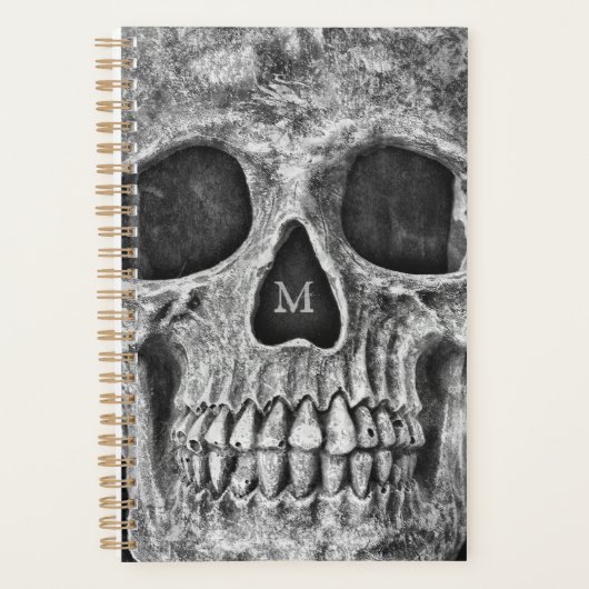 Skull Face Gothic White Cool Macabre Planner (Voorkant)