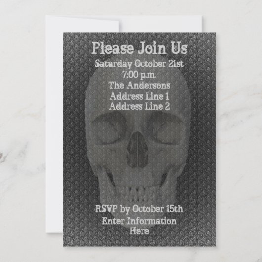 Skull Face Halloween Invitation Kaart (Achterkant)