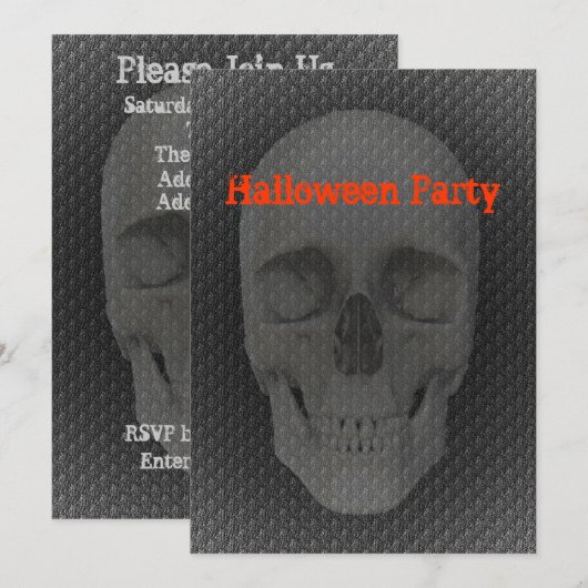 Skull Face Halloween Invitation Kaart (Voorkant / Achterkant)