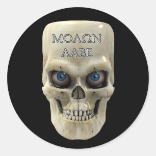 Skull Face Molon Labe Ronde Sticker