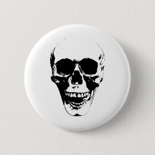 Skull Face Silhouette Grunge Rock Graphic Hallowee Ronde Button 5,7 Cm