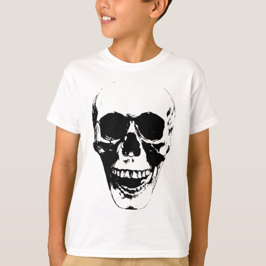 Skull Face Silhouette Grunge Rock Graphic Hallowee T-shirt (Voorkant)