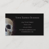 Skull Face Smokey Gothic Black Grey Tattoo Shop Visitekaartje (Achterkant)