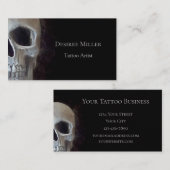 Skull Face Smokey Gothic Black Grey Tattoo Shop Visitekaartje (Voorkant / Achterkant)