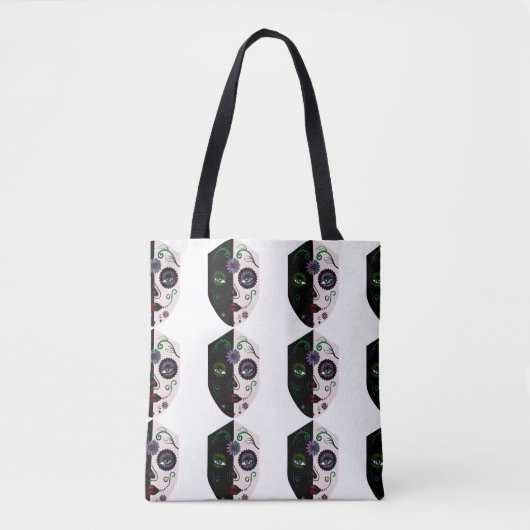 Skull Face Woman Mask Purse Canvas tas (Voorkant)