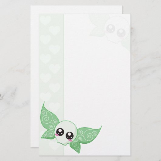 Skull Fairy Green Briefpapier (Voorkant / Achterkant)