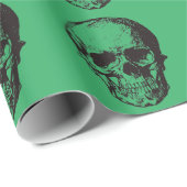 Skull Fantasy Art Rock Punk Heavy Metal Groen Cadeaupapier (Rol Hoek)