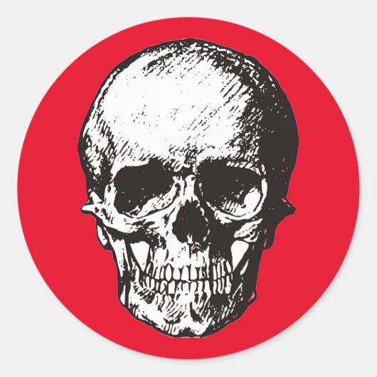 Skull Fantasy Art Rock Punk Heavy Metal Ronde Sticker (Voorkant)