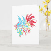 Skull Feather PopArt Kaart (Gele Bloem)