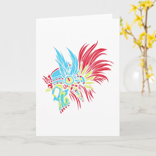 Skull Feather PopArt Kaart (Gele Bloem)