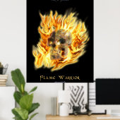 SKULL & FIERY FLAMES Aaryn Steele Art Poster (Thuiskantoor)