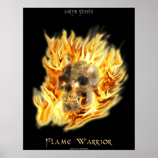 SKULL & FIERY FLAMES Aaryn Steele Art Poster (Voorkant)