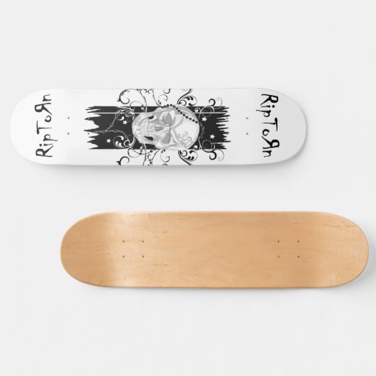 Skull & Filigree Black en white Skateboard Deck (Horizontaal)