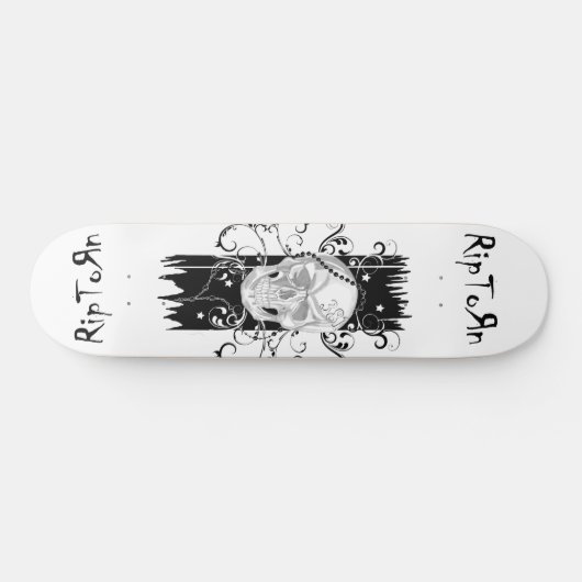 Skull & Filigree Black en white Skateboard Deck (Horizontaal)