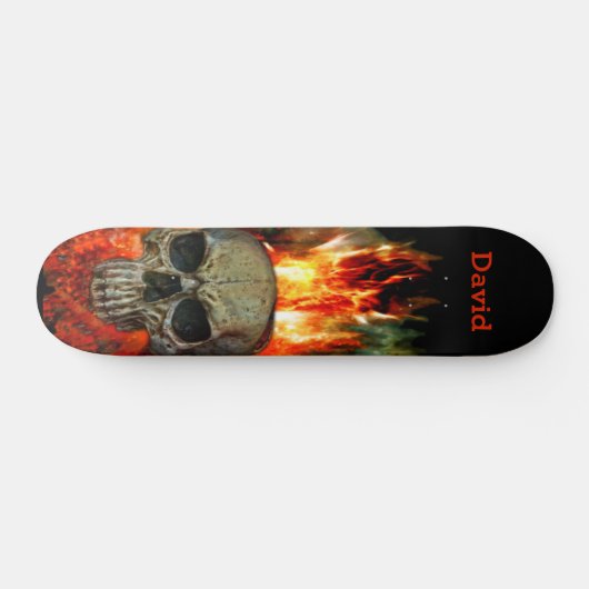 Skull Fire Flams Custom Skateboard (Horizontaal)