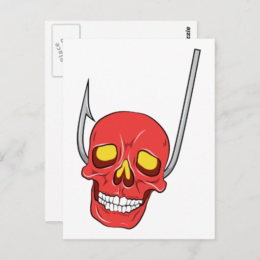 Skull ~ Fish Hook Tattoo Skull Fantasy Art Briefkaart (Voorkant / Achterkant)