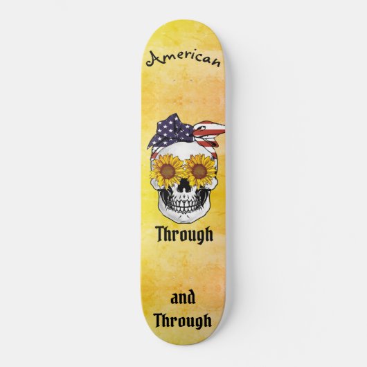 Skull Flag Bow AMERICAN Through and Through Ombre  Persoonlijk Skateboard (Voorkant)