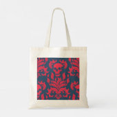 Skull Flame Damask in botsend rood op blauw Tote Bag (Achterkant)