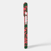 Skull Flame Damask in botsend roze op donkergroen Case-Mate iPhone Case (Achterkant / Links)