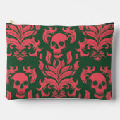 Skull Flame Damask in botsend roze op donkergroen Etui (Voorkant)