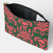 Skull Flame Damask in botsend roze op donkergroen Etui (Open)