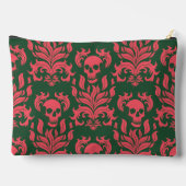 Skull Flame Damask in botsend roze op donkergroen Etui (Achterkant)