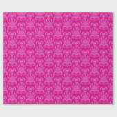Skull Flame Damask in bubblegum roze op hot pink Cadeaupapier (Vlak)