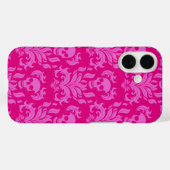 Skull Flame Damask in bubblegum roze op hot pink Case-Mate iPhone Case (Achterkant (horizontaal))