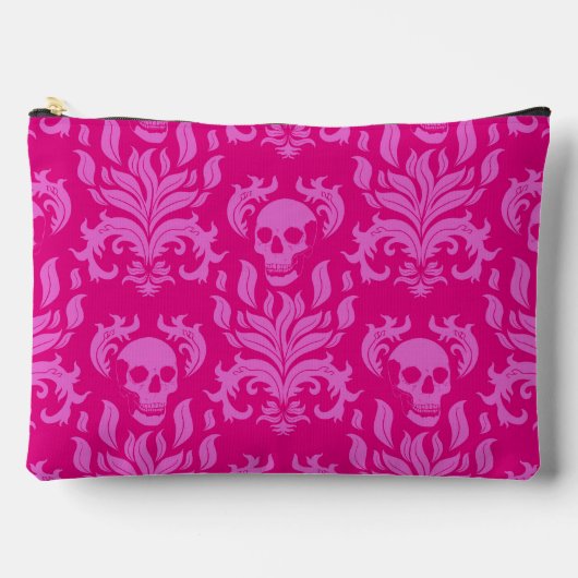 Skull Flame Damask in bubblegum roze op hot pink Etui (Voorkant)