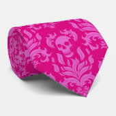 Skull Flame Damask in bubblegum roze op hot pink Stropdas (Opgerold)