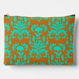 Skull Flame Damask in giftig groen op sinaasappel Etui