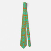 Skull Flame Damask in giftig groen op sinaasappel Stropdas (Voorkant)