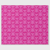 Skull Flame Damask in glitter-effect roze op roze Cadeaupapier (Vlak)