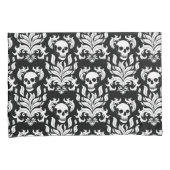 Skull Flame Damask in grimmig wit op zwart Kussensloop (Voorkant-Rechts)