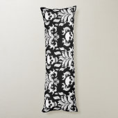 Skull Flame Damask in grimmig wit op zwart Lichaamskussen (Achterkant (Verticaal))