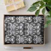 Skull Flame Damask in grimmig wit op zwart Tissuepapier (Geschenk)