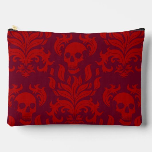 Skull Flame Damask in humeurig rood op rood Etui (Voorkant)